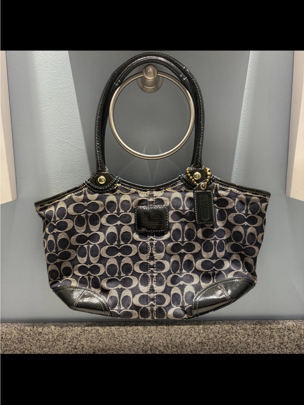 Coach Signature Denim Bleeker Tote in Navy (Rare)